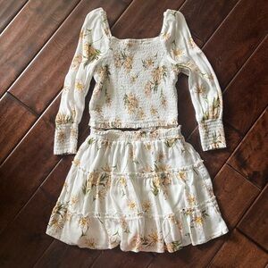 Floral girls skirt and long sleeve top